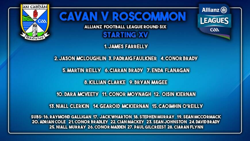 Senior Team to play Roscommon