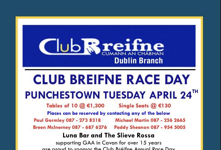Limited places remaining for Club Breifne Raceday