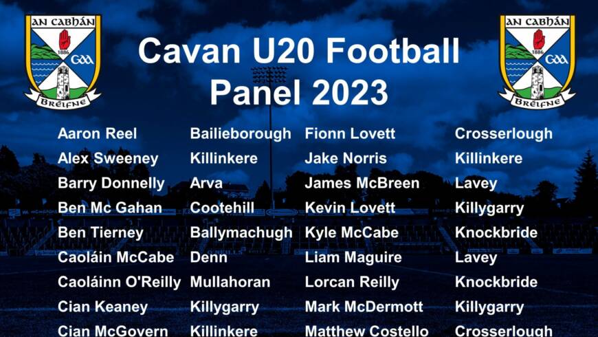 U20 Football Panel 2023 and U20 Philly McGuinness Development League Fixtures
